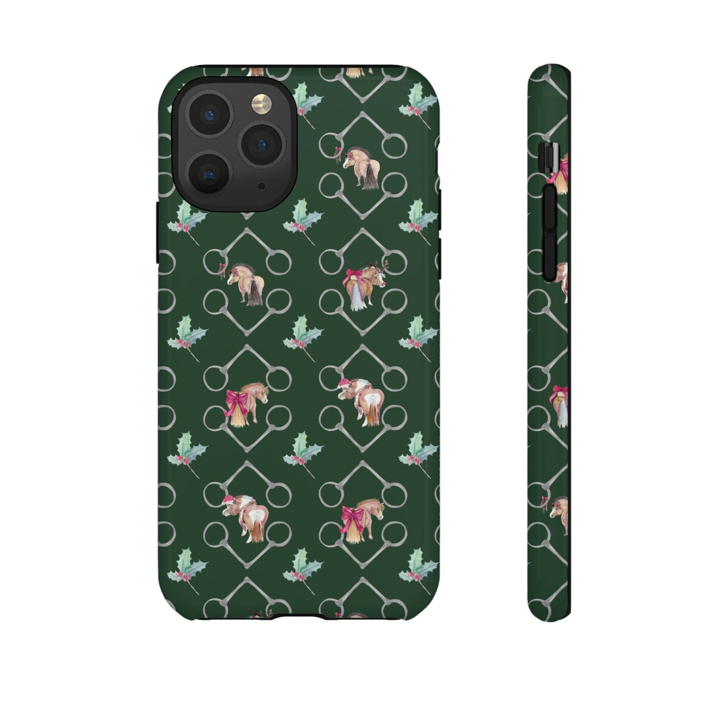 Adorable Little Ponies and Holly in Hunter Green Tough Phone Case