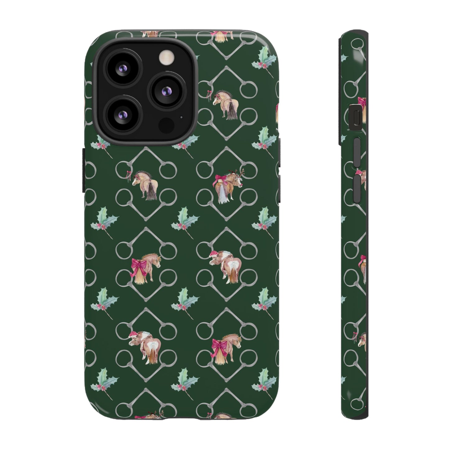 Adorable Little Ponies and Holly in Hunter Green Tough Phone Case