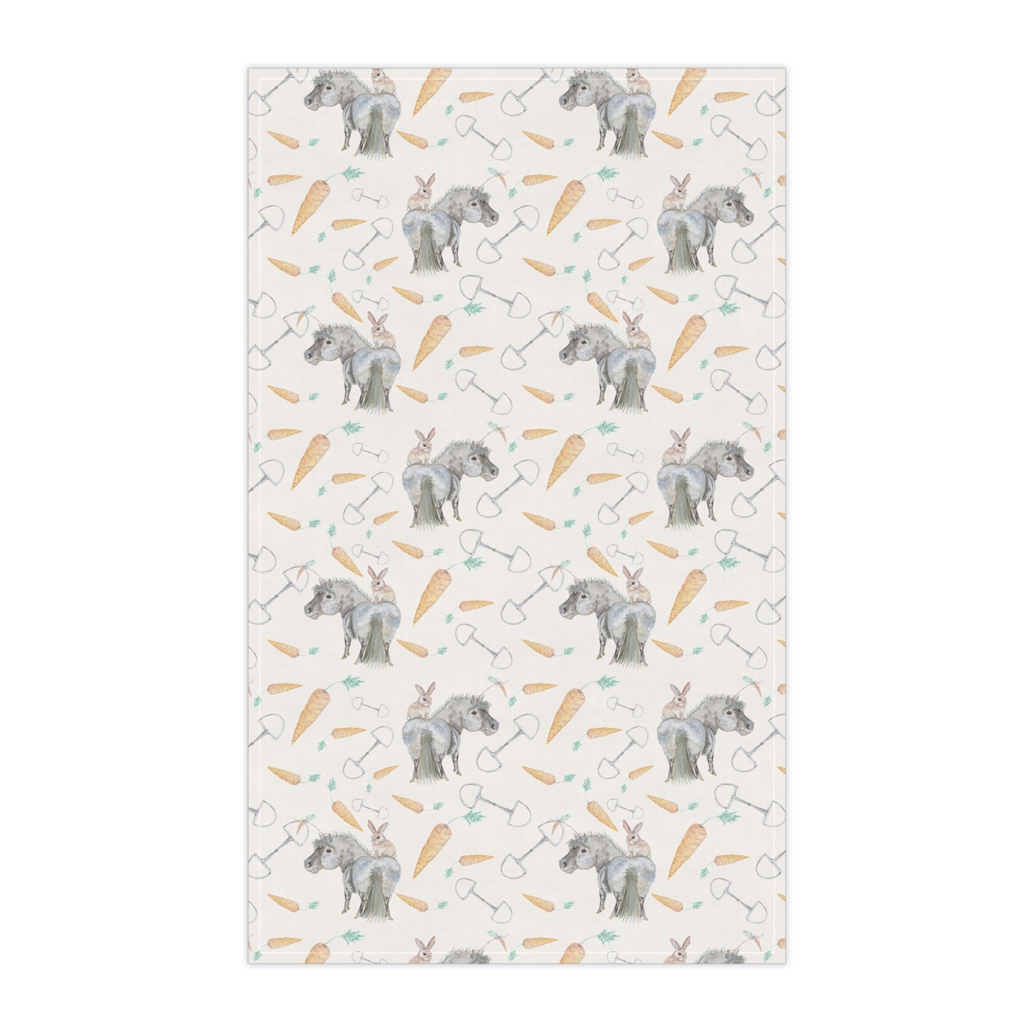 Adorable Bunny and Carrots Print Cotton Tea Towels