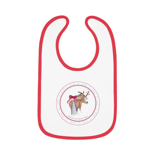 Adorable Holiday helper Baby Bib  — Soft Contrast Trim Feeding Bib