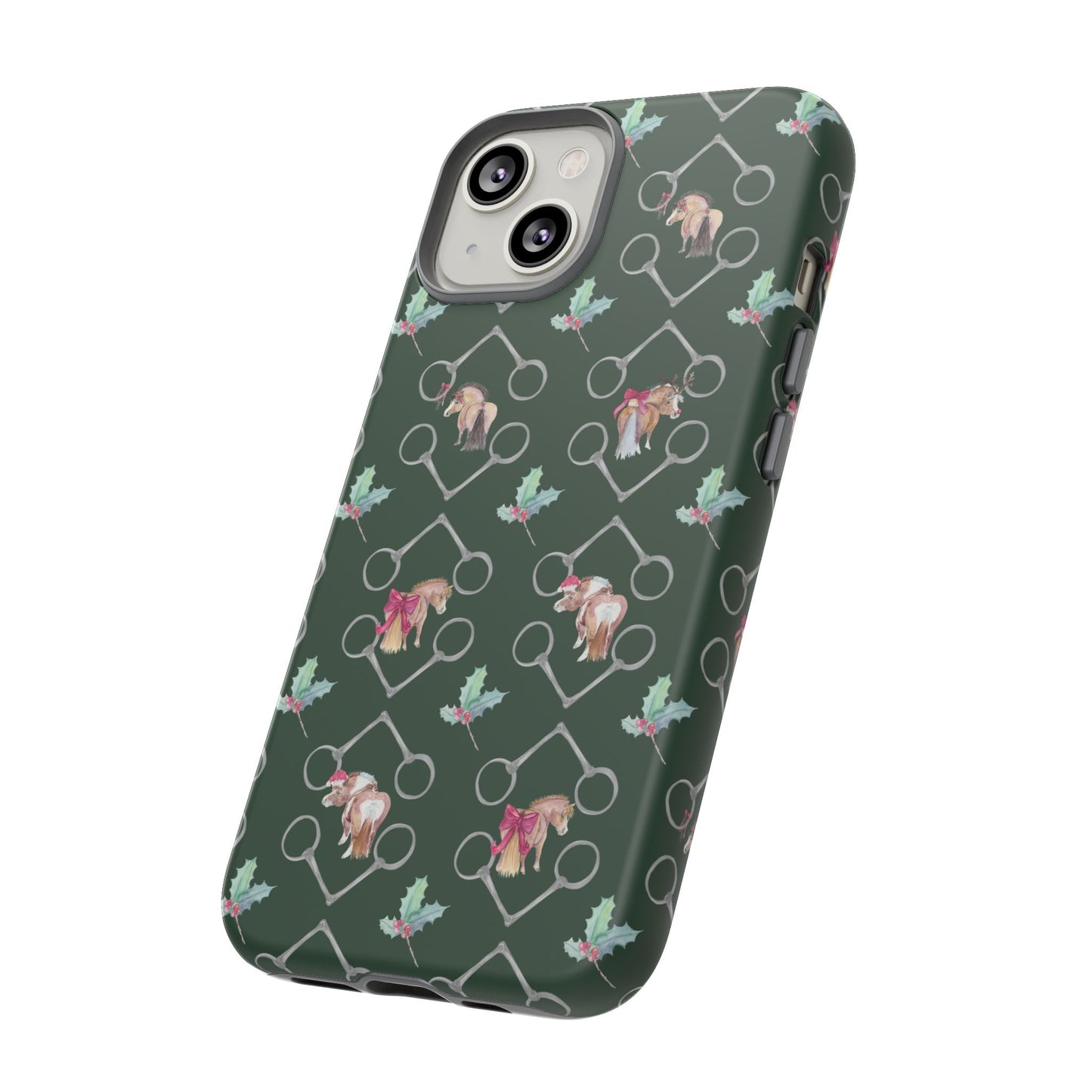 Adorable Little Ponies and Holly in Hunter Green Tough Phone Case