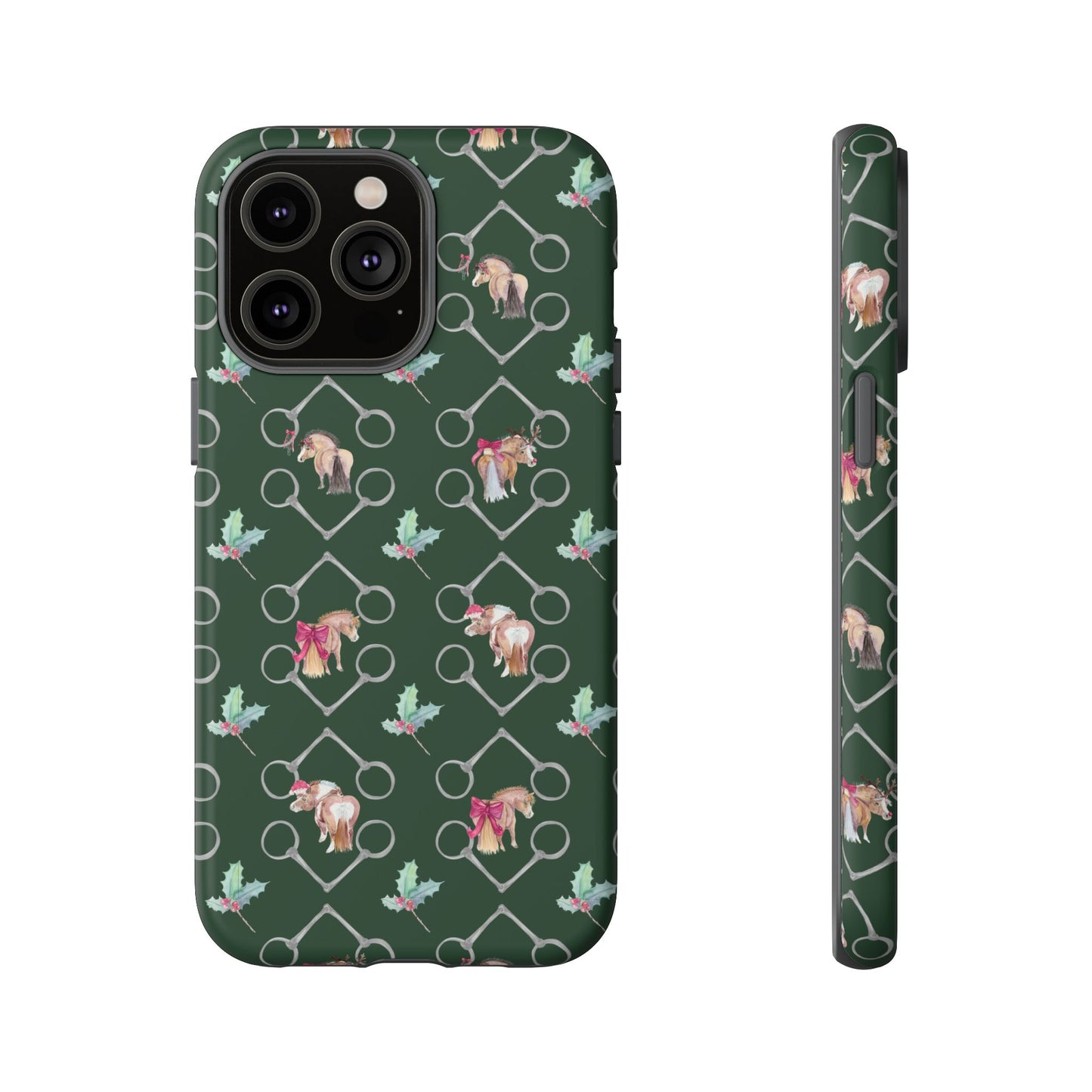 Adorable Little Ponies and Holly in Hunter Green Tough Phone Case