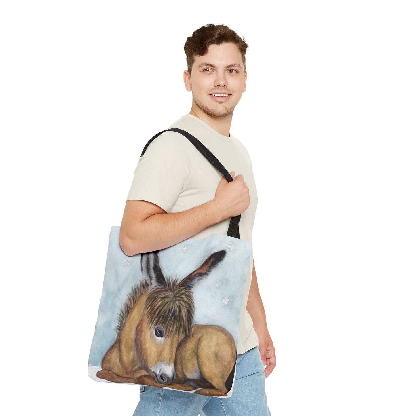 Snow flake donkey napTote Bag - Whimsical Equestrian Design