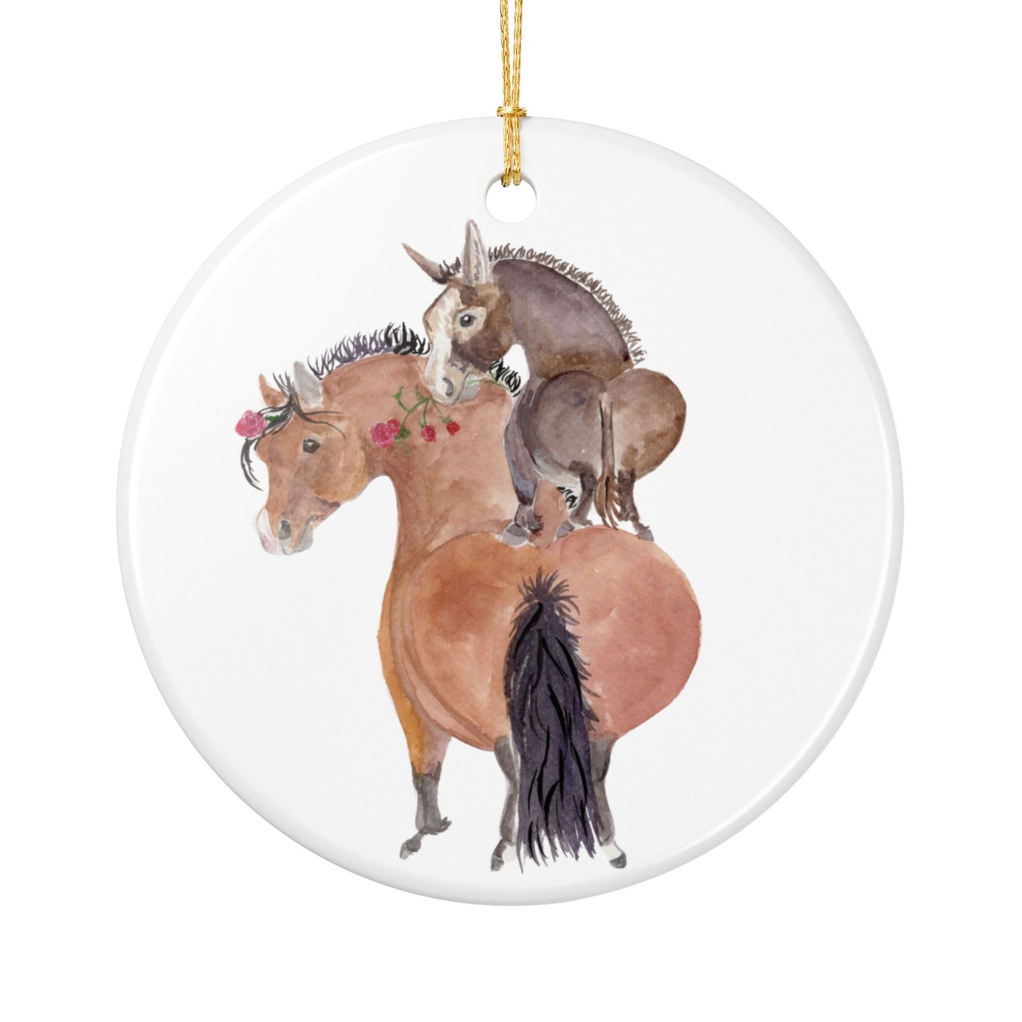 Adorable Rose and Rico Ceramic Ornaments, Custom Holiday Decor, 2-Sided Christmas Ornament, Unique Gift, Home Decoration, Keepsake