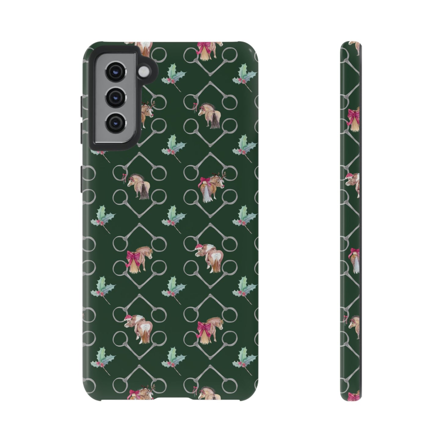 Adorable Little Ponies and Holly in Hunter Green Tough Phone Case