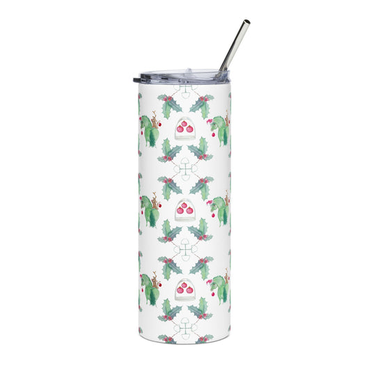 Green with Christmas  Chubby pony - Equestrian 20 oz Stainless Steel Tumbler