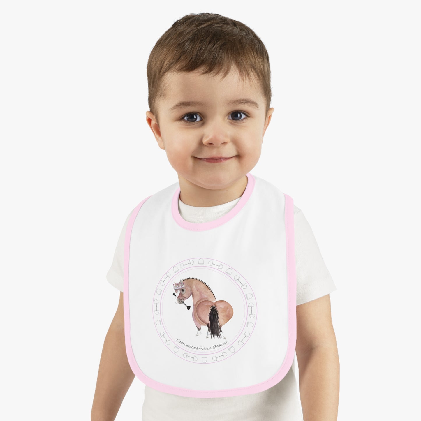 Adorable Hunter Princess Baby Bib  — Soft Contrast Trim Feeding Bib