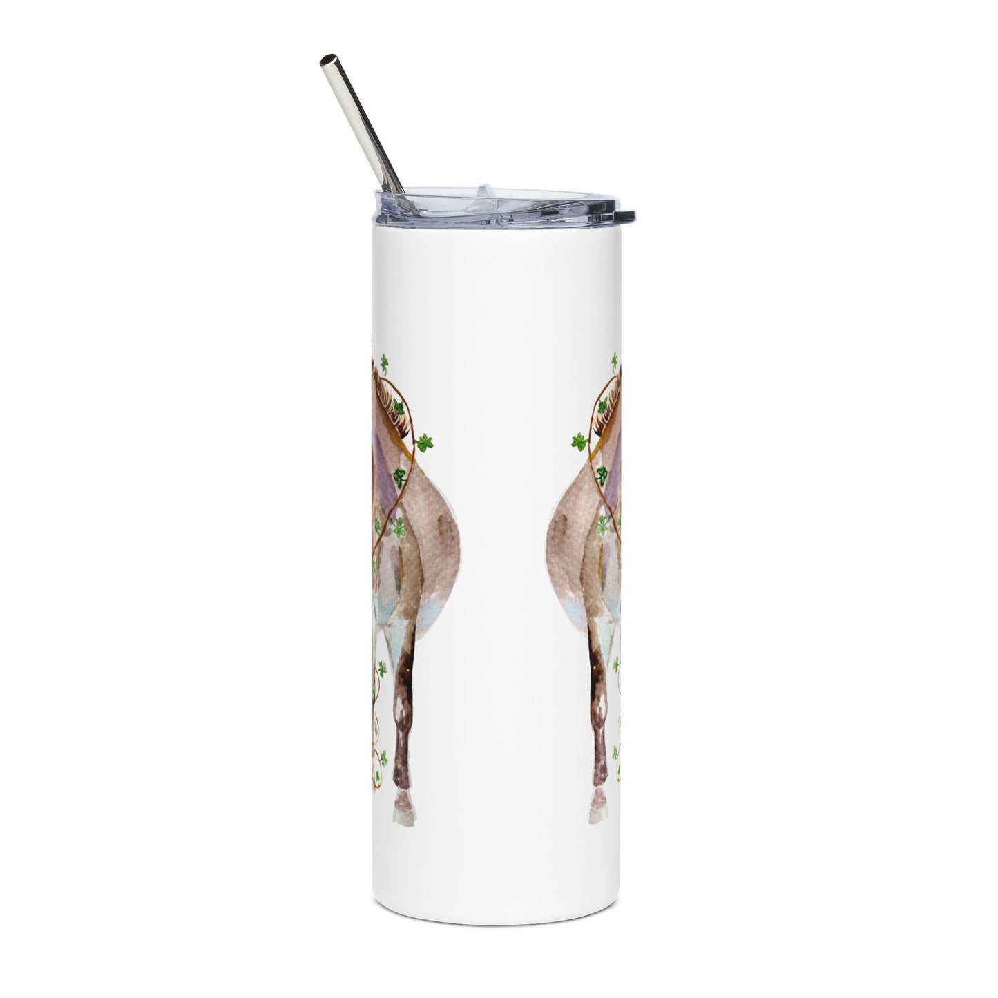 Lucky Clover - watercolor donkey - Tumbler