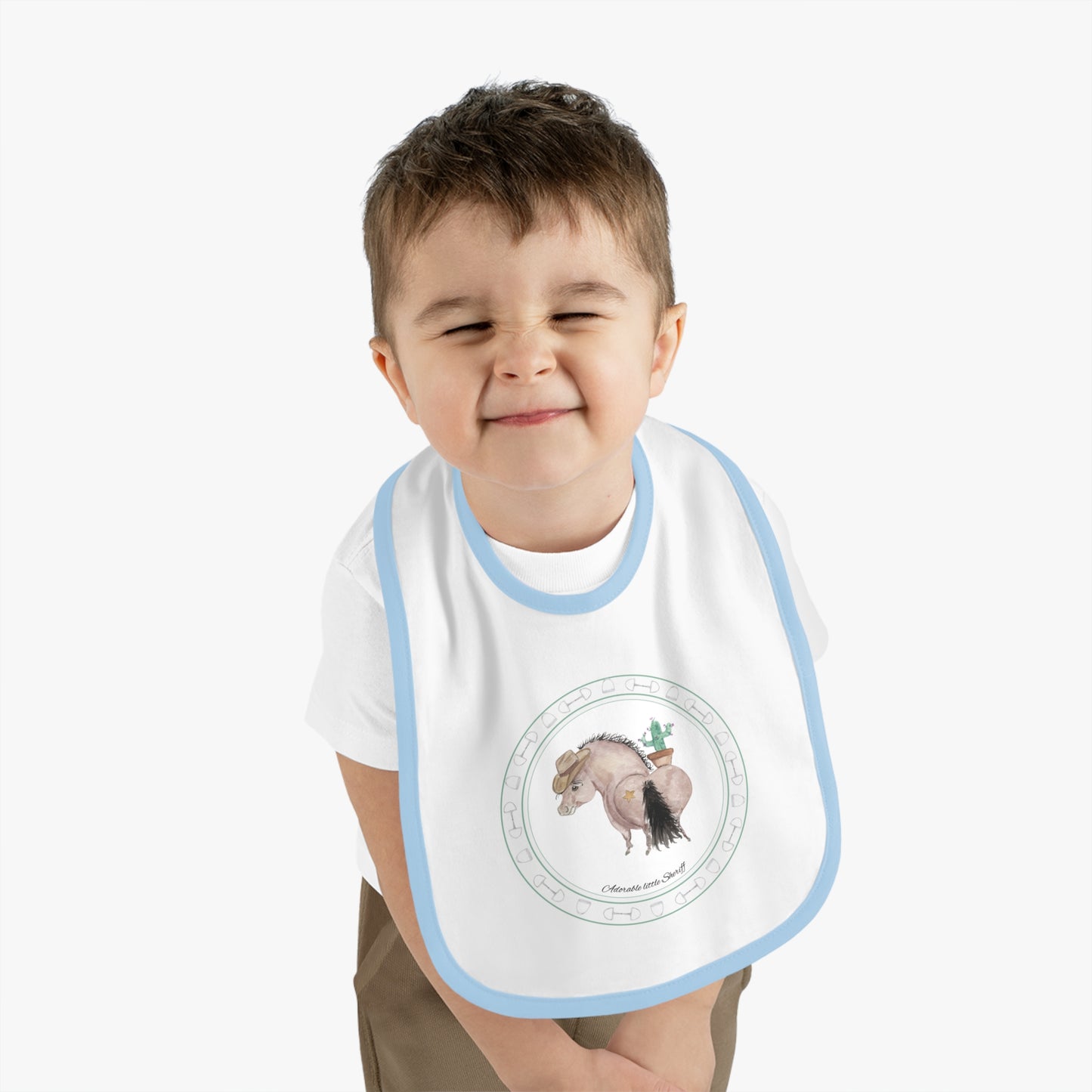 Adorable little Sherrif Baby Bib — Contrast Trim Jersey Bib