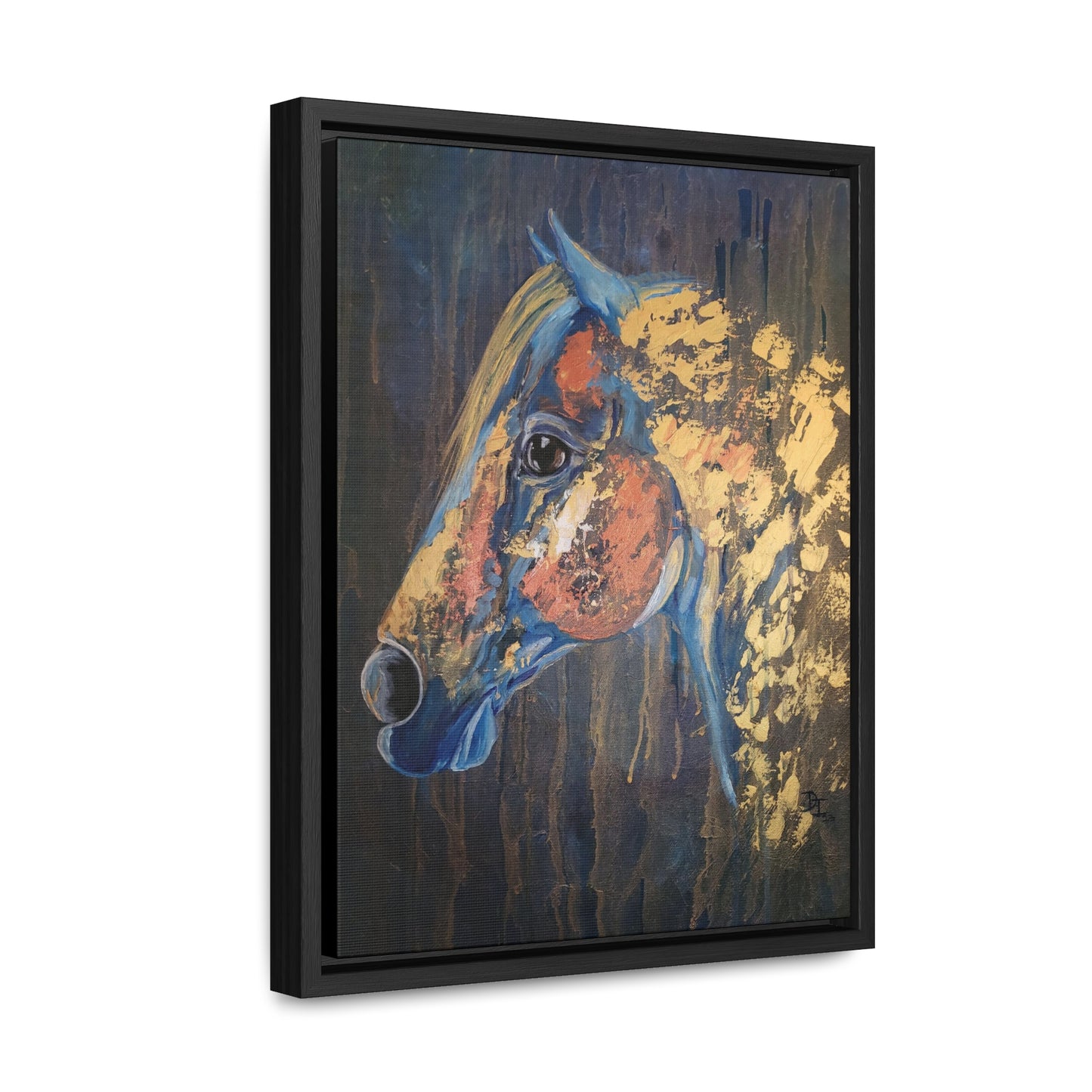 Love Blue and Gold Gallery Canvas Wraps, Vertical Frame