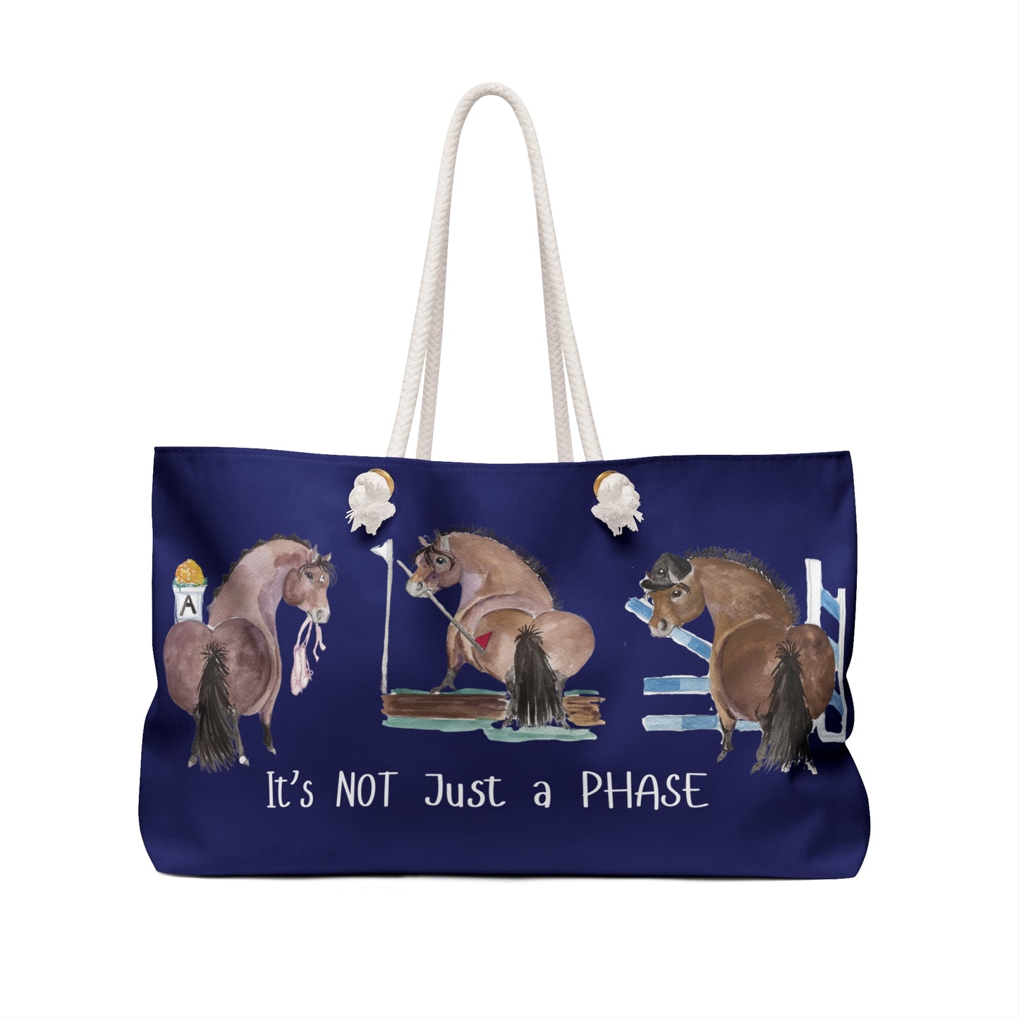 Equestrian Weekender Bag -Adorable  "It's NOT Just a PHASE" - Stylish Travel Tote for Horse Lovers- navy