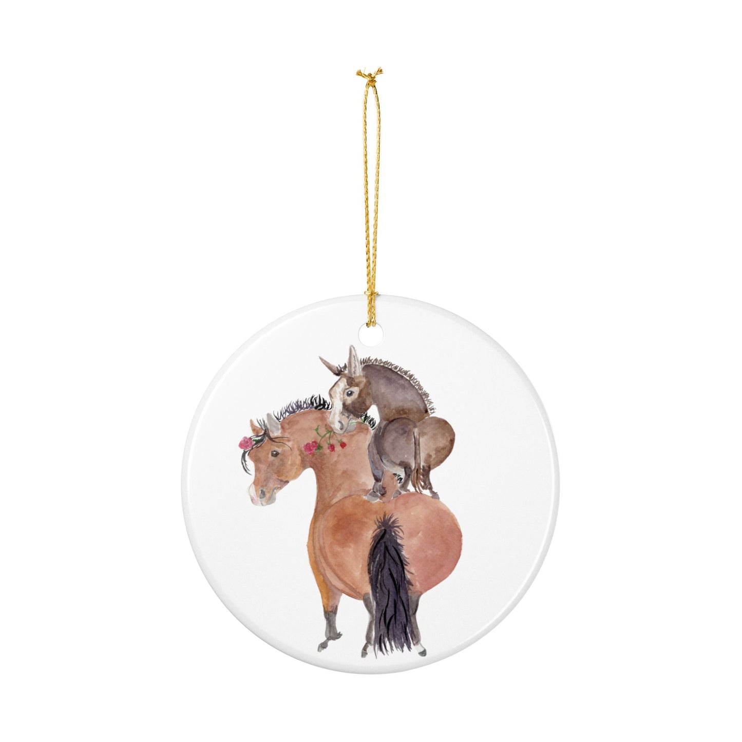 Adorable Rose and Rico Ceramic Ornaments, Custom Holiday Decor, 2-Sided Christmas Ornament, Unique Gift, Home Decoration, Keepsake