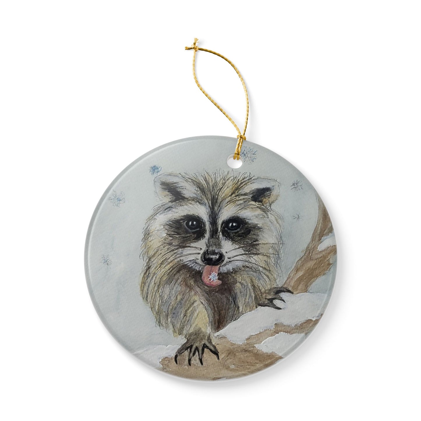Snowflake trash panda Ceramic Ornaments, Custom Holiday Decor, 2-Sided Christmas Ornament, Unique Gift, Home Decoration, Keepsake