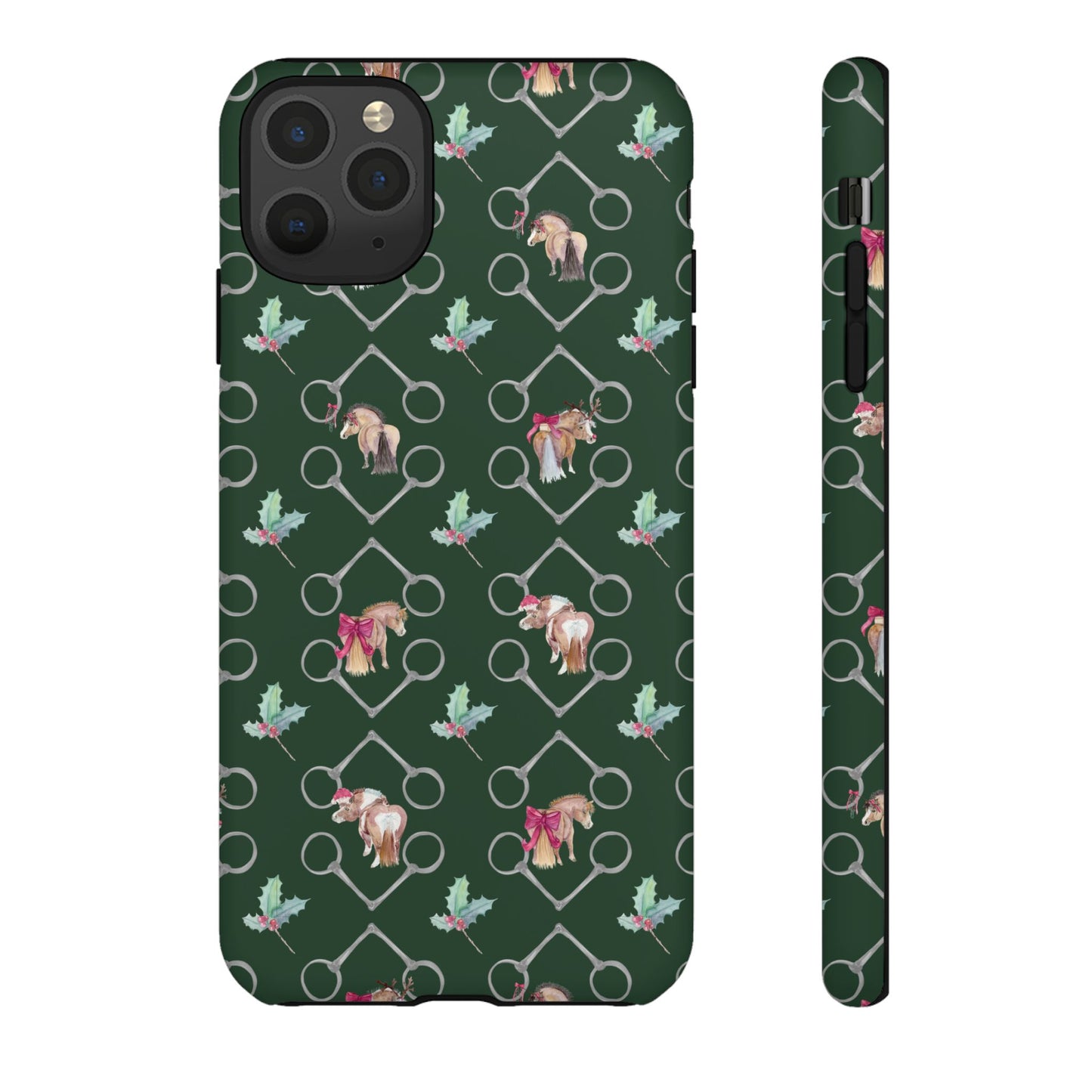 Adorable Little Ponies and Holly in Hunter Green Tough Phone Case