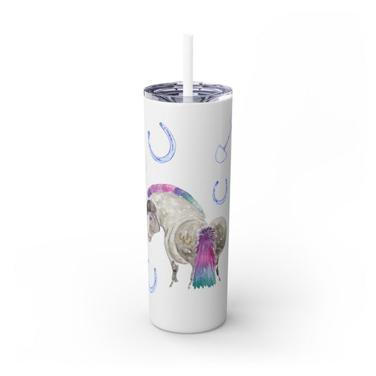 Adorable Little Punk Rock Pony  Skinny Tumbler with Straw, 20oz