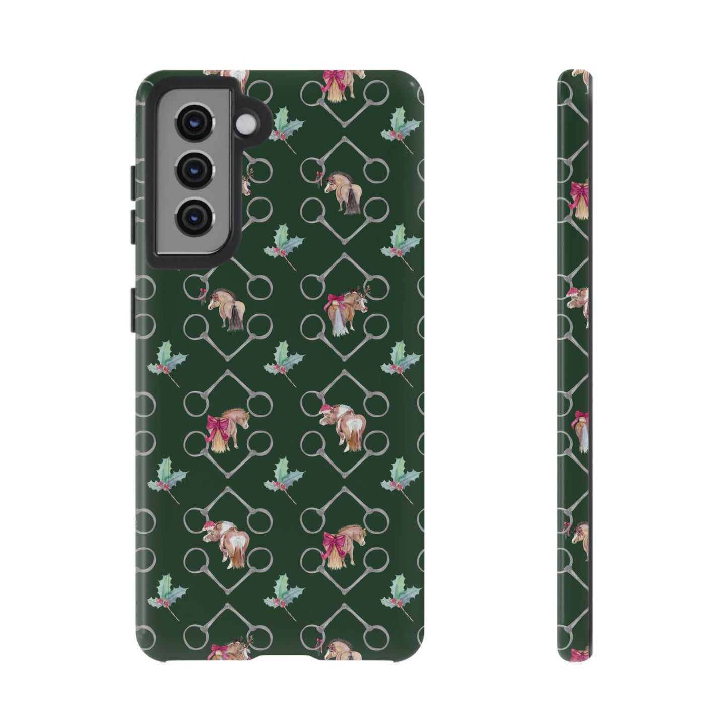 Adorable Little Ponies and Holly in Hunter Green Tough Phone Case