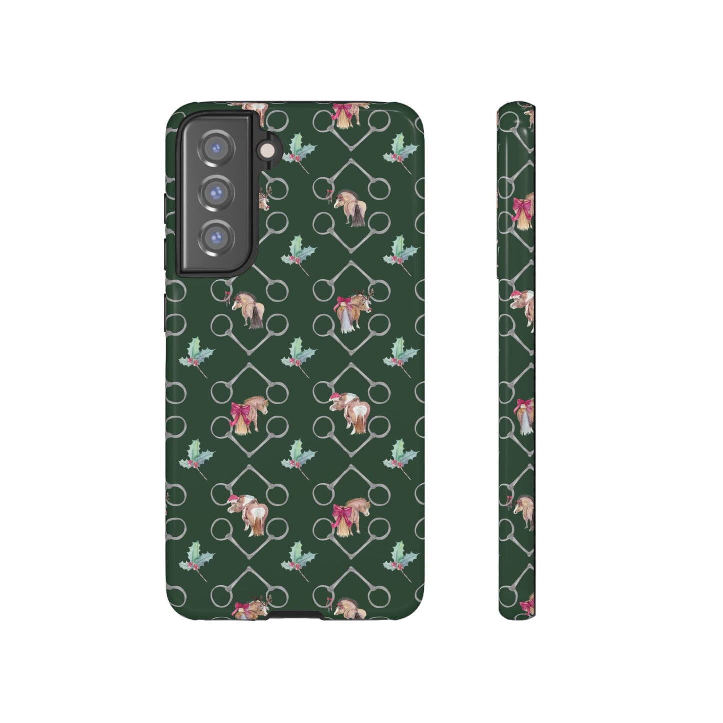 Adorable Little Ponies and Holly in Hunter Green Tough Phone Case