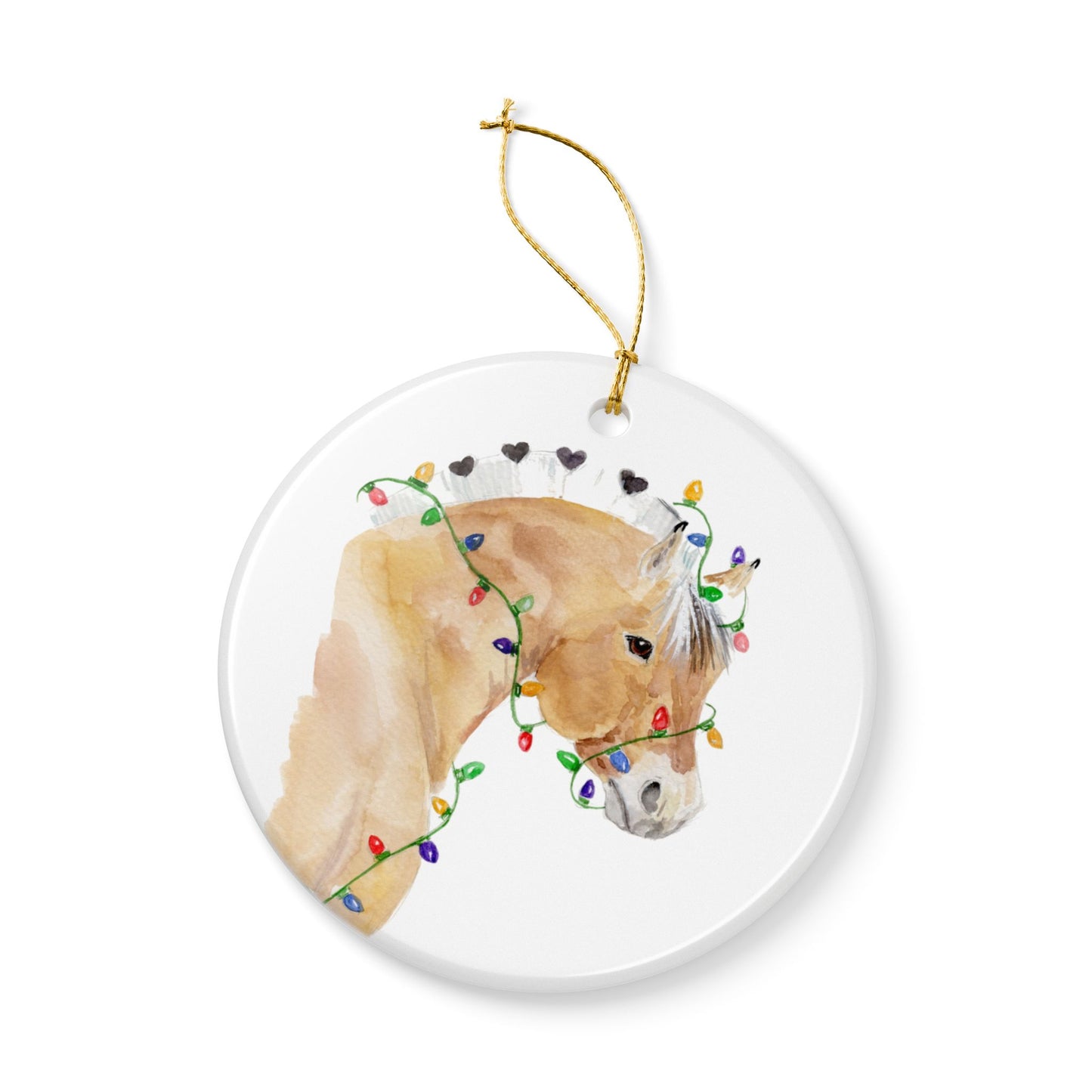 Lights and Love — Fjord Horse Christmas Ornament , 2-Sided Christmas Ornament, Unique Gift, Home Decoration, Keepsake