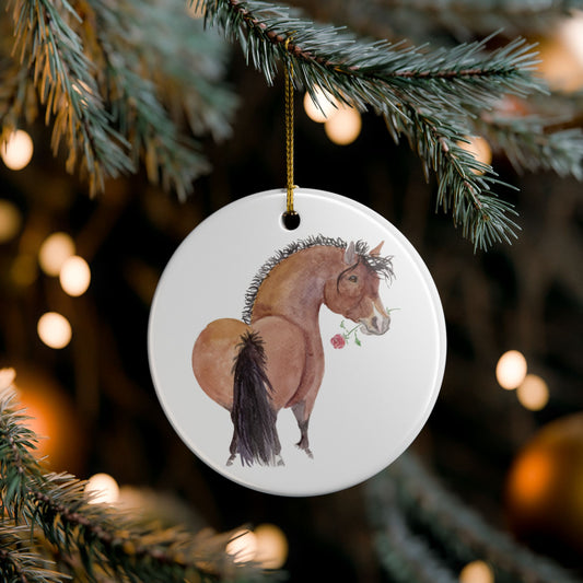 Adorable Rose Ceramic Ornaments, Custom Holiday Decor, 2-Sided Christmas Ornament, Unique Gift, Home Decoration, Keepsake