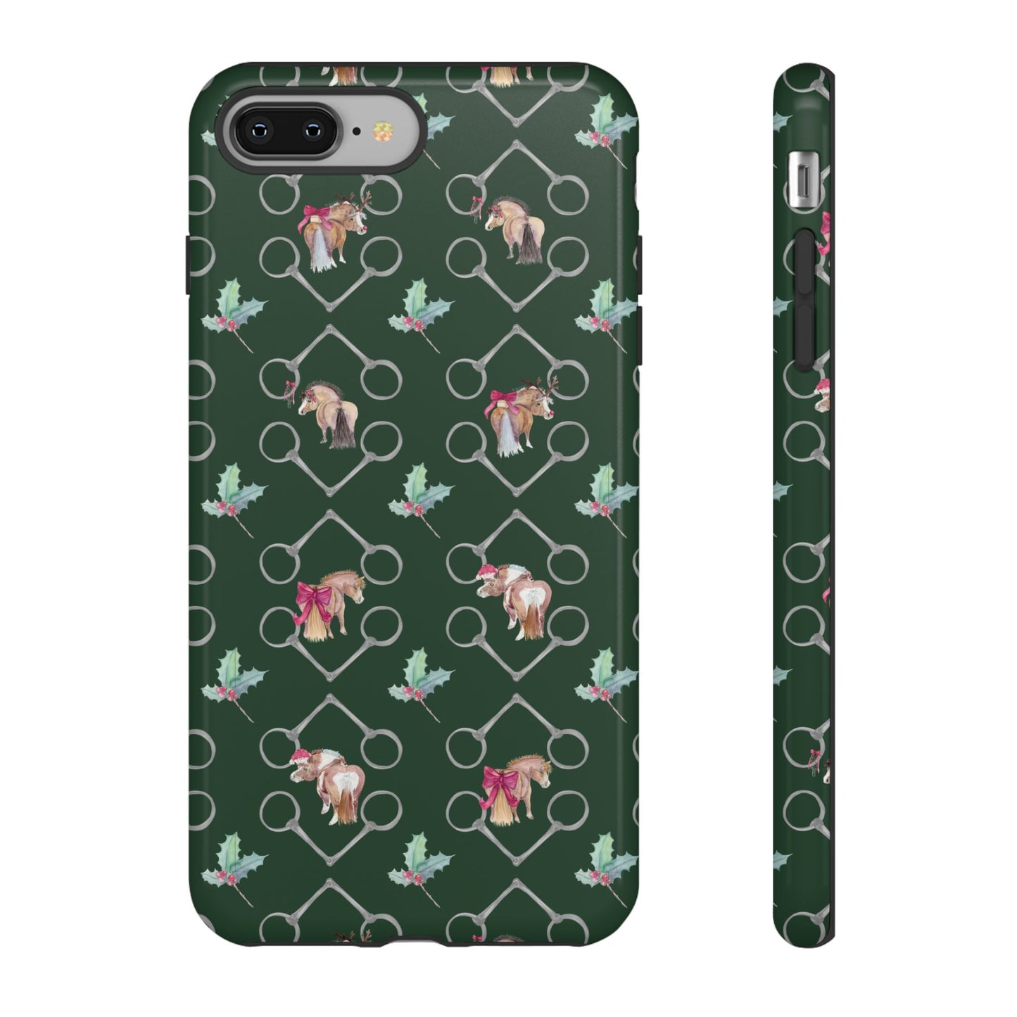 Adorable Little Ponies and Holly in Hunter Green Tough Phone Case