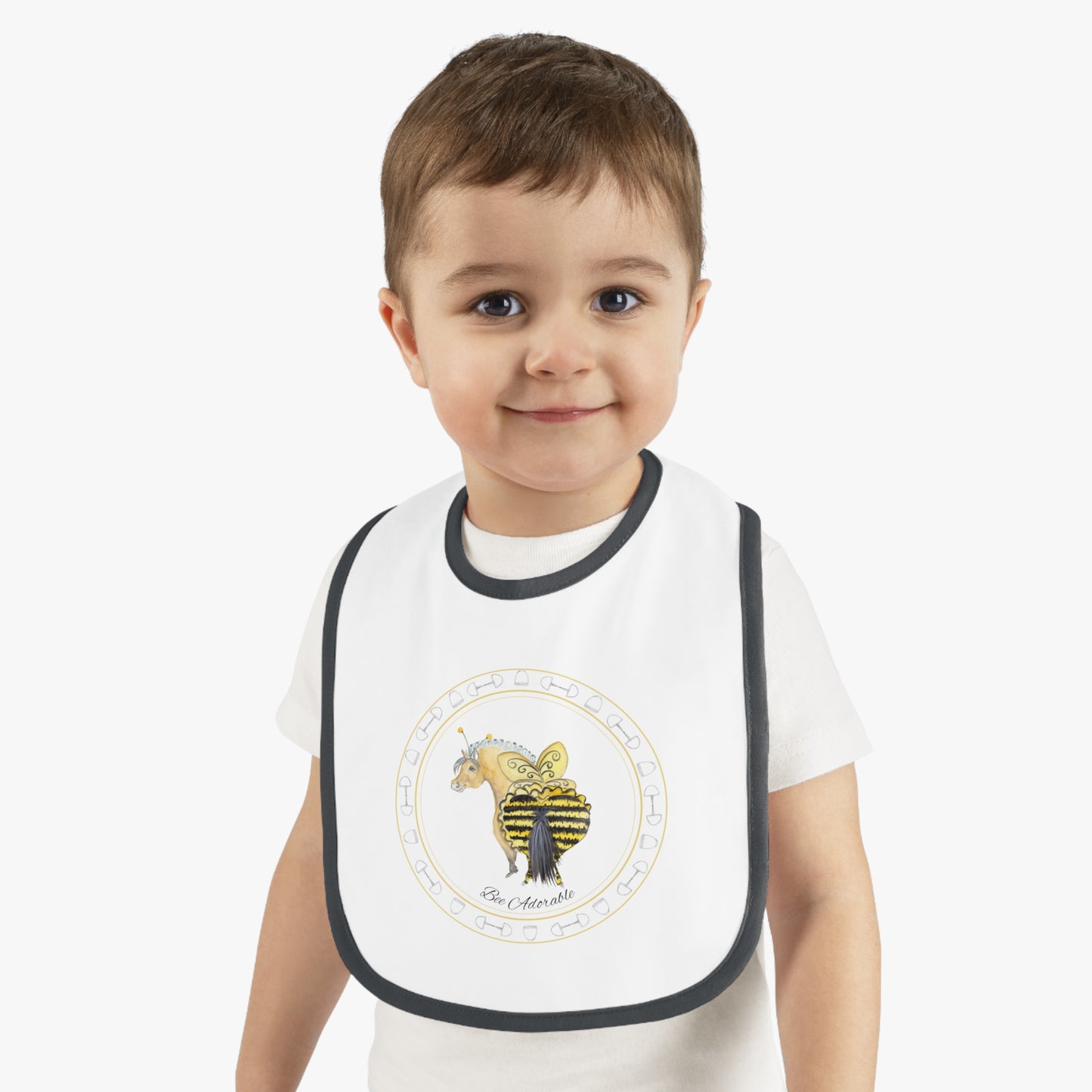 Bee Adoarble Baby Bib — Contrast Trim Jersey Bib