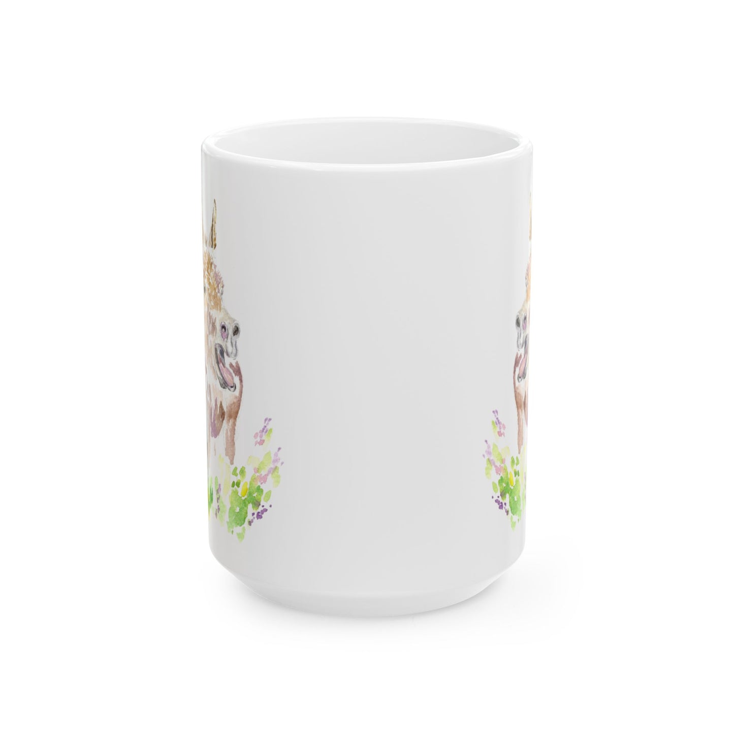 Hay Spring- watercolor Donkey-  Mug