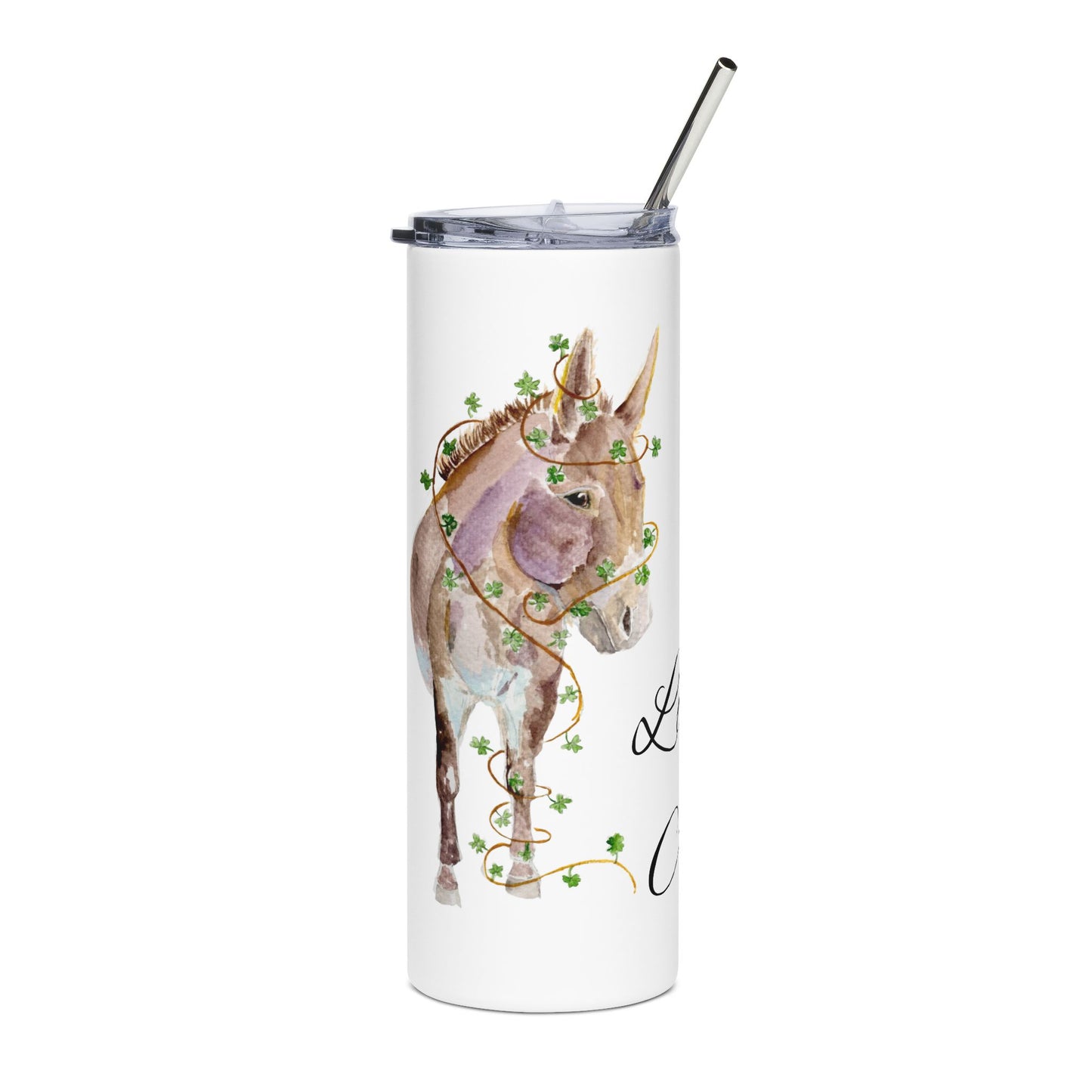 Lucky Ass - watercolor donkey - Tumbler