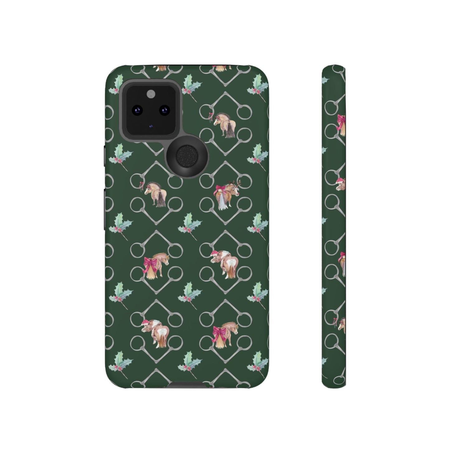 Adorable Little Ponies and Holly in Hunter Green Tough Phone Case