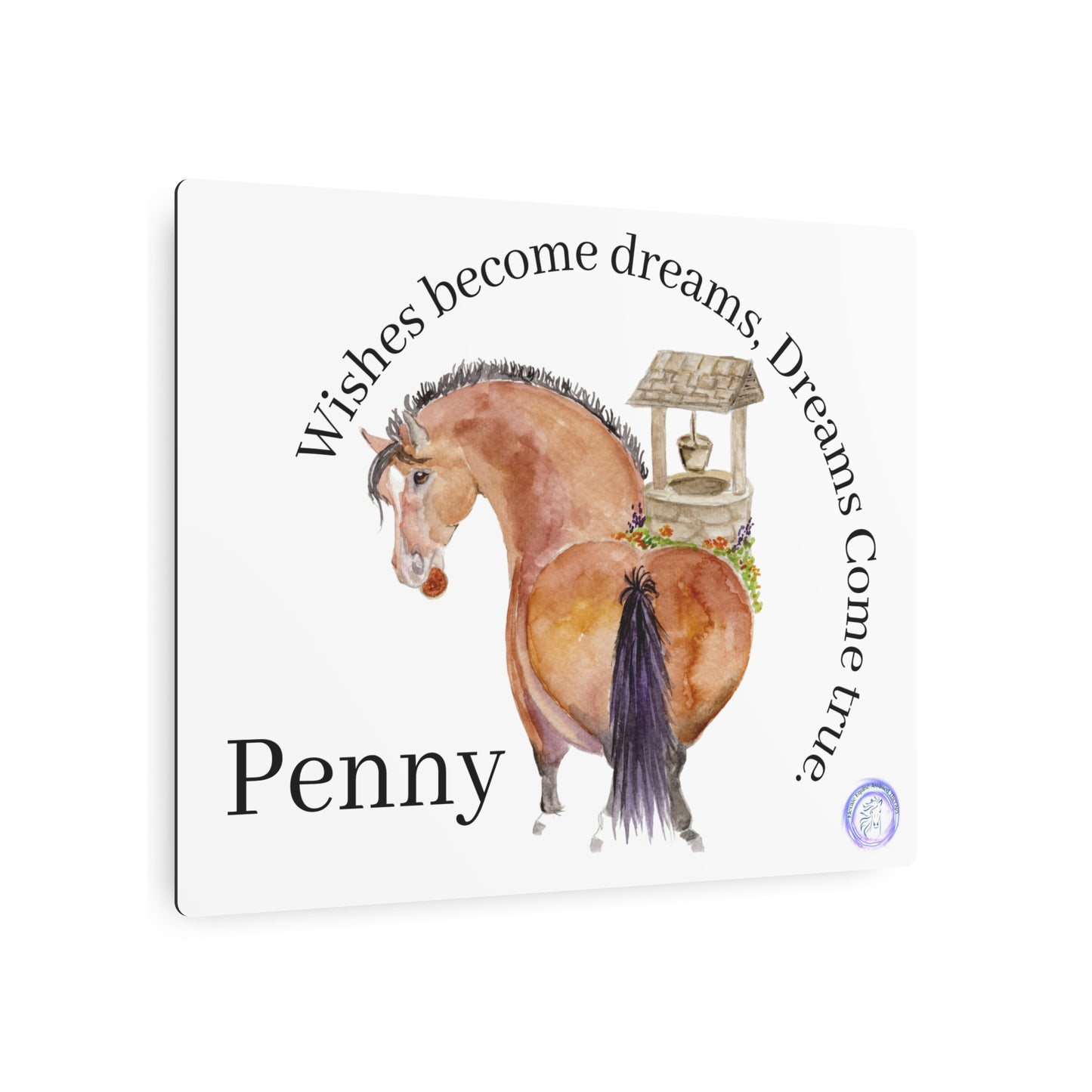 Adorable Penny Horse Metal Art Sign – "Penny" Watercolor