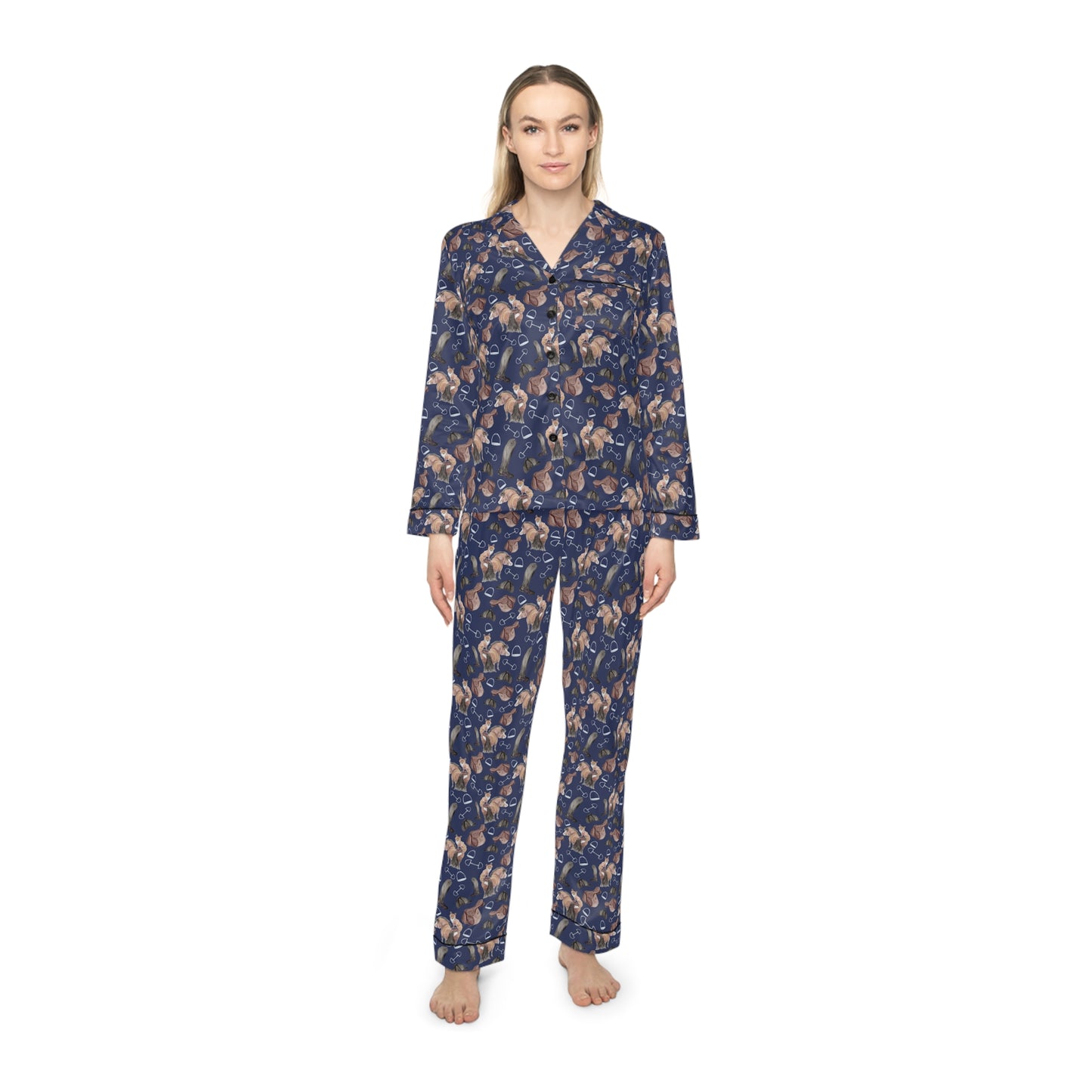 Adorable Pony and Fox Women's Satin Pajamas (AOP)