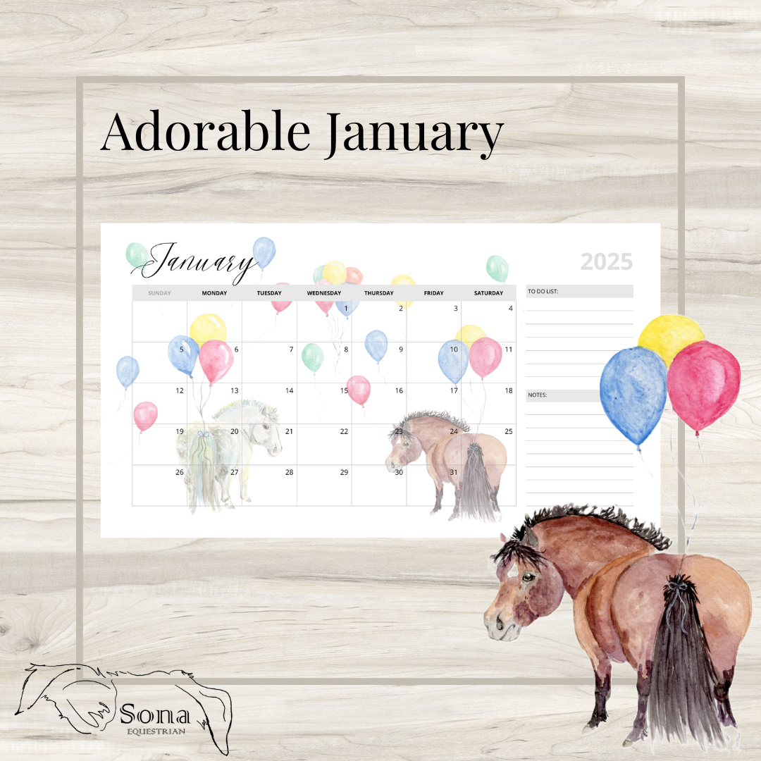 Adorable Ponies 2025 12-Month Calendar- Digital Download