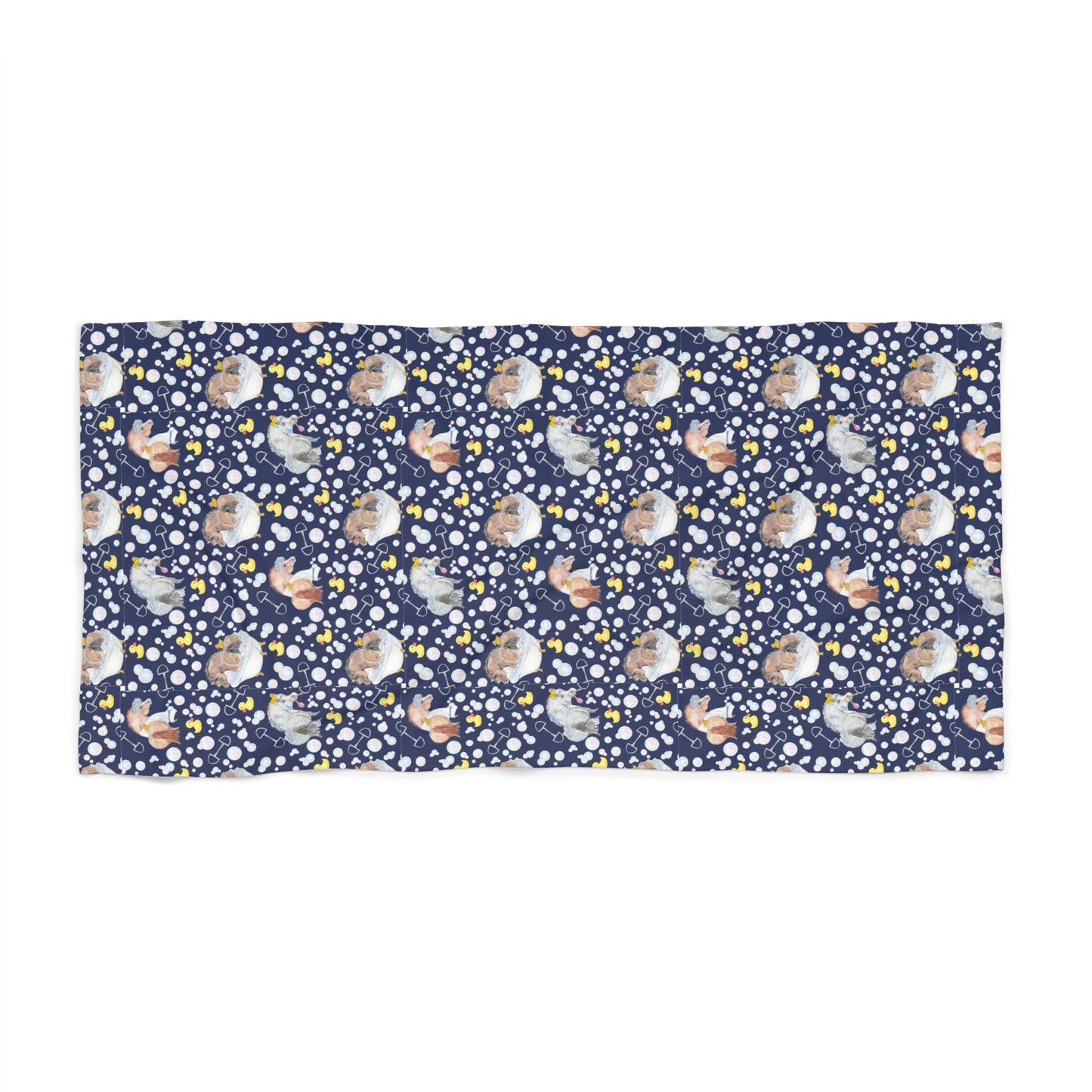 Adorable Ponies Double Bubbles- Navy Beach Towel