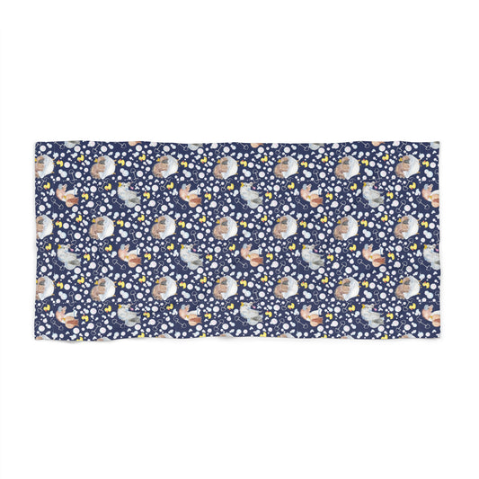 Adorable Ponies Double Bubbles- Navy Beach Towel