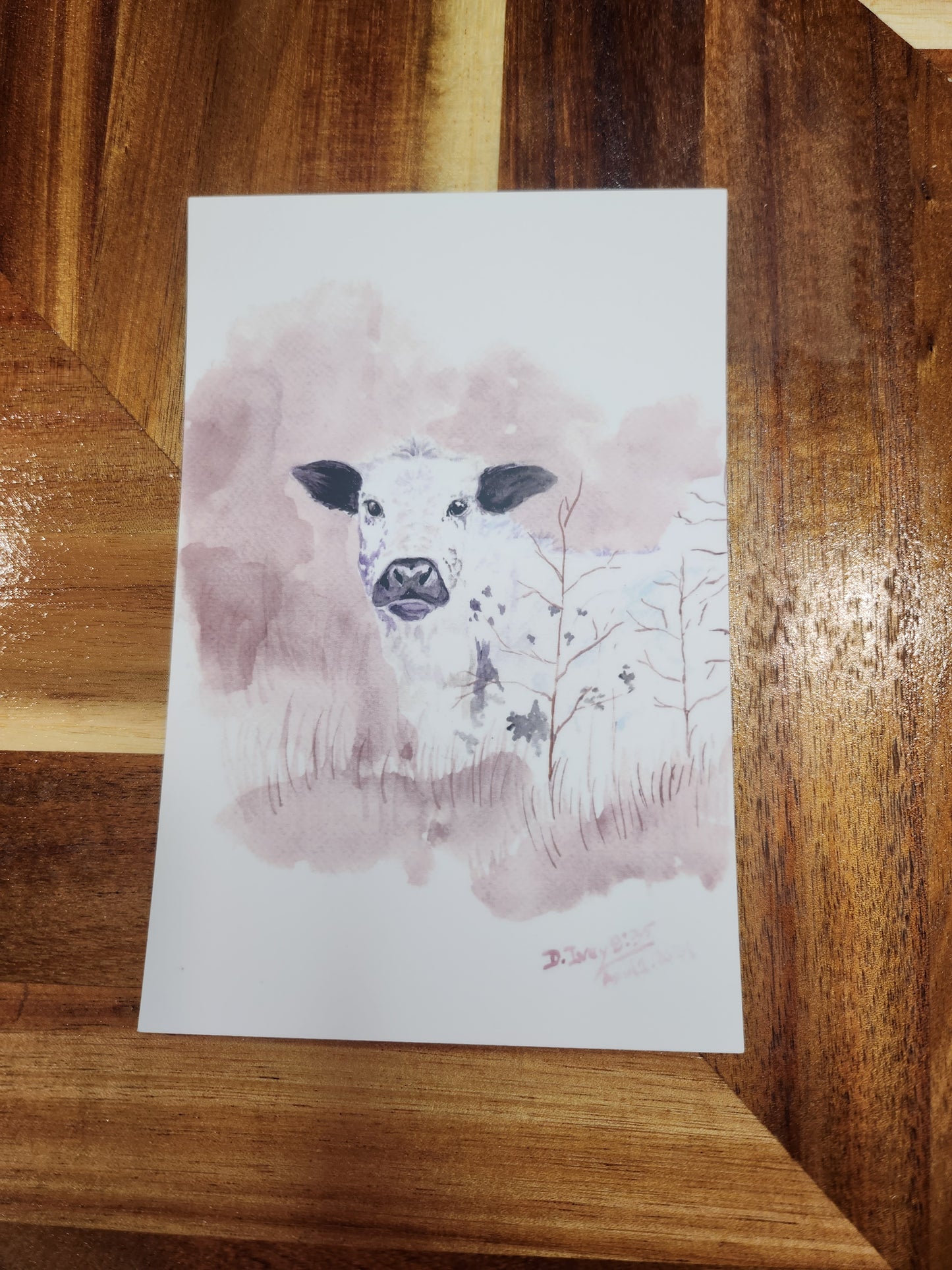 3030-#7  Baby Cow post card