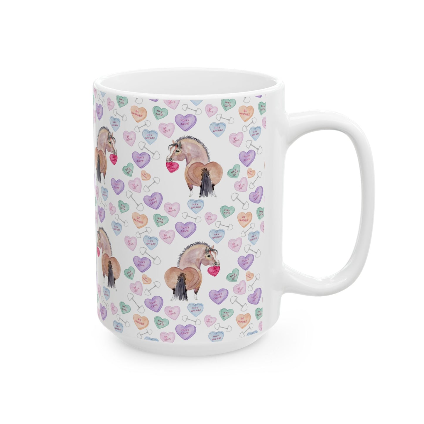 Mug - Adorable Be Mine Valentine Pony Ceramic Coffee Cup (11oz/15oz)