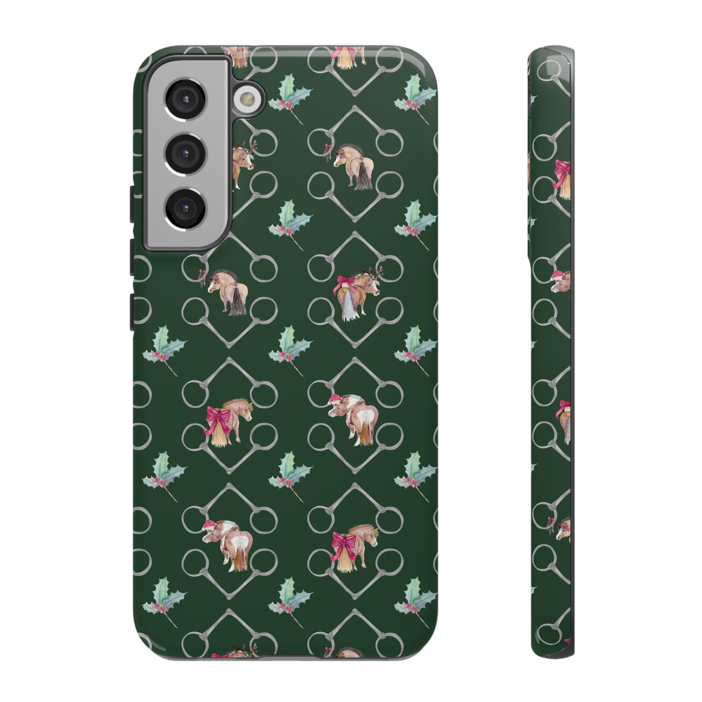 Adorable Little Ponies and Holly in Hunter Green Tough Phone Case