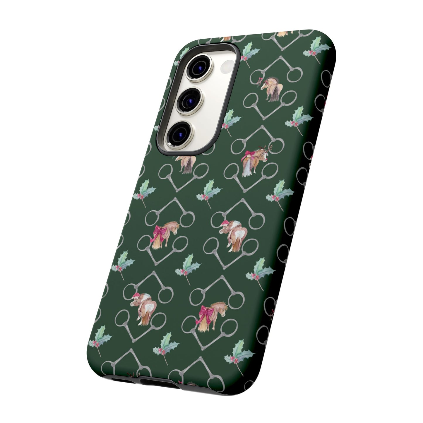 Adorable Little Ponies and Holly in Hunter Green Tough Phone Case