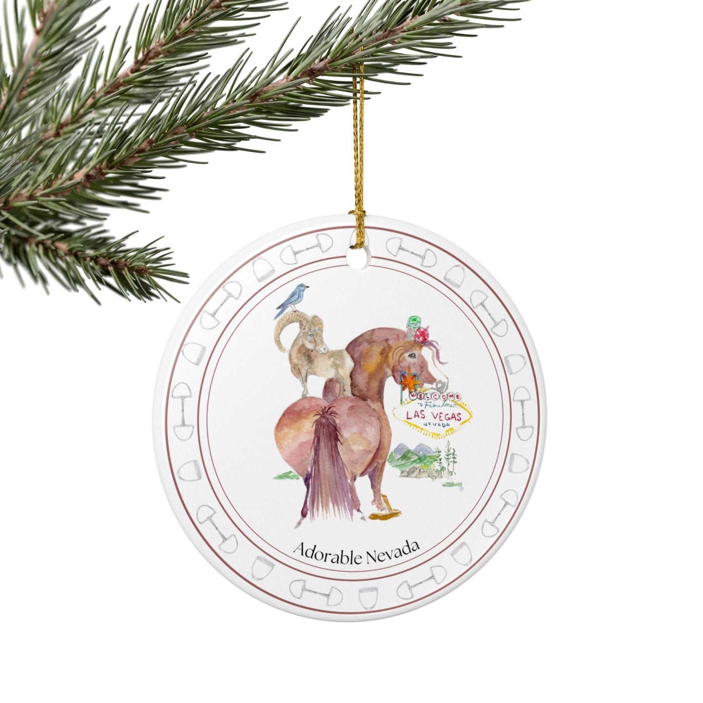 Adorable Nevada Ceramic Ornaments, Custom Holiday Decor, 2-Sided Christmas Ornament, Unique Gift, Home Decoration, Keepsake