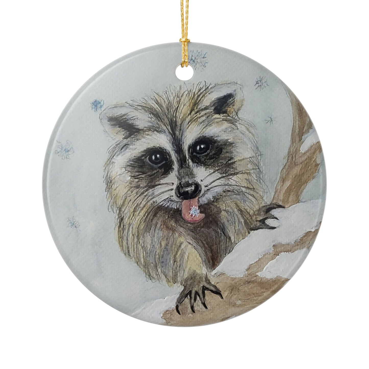 Snowflake trash panda Ceramic Ornaments, Custom Holiday Decor, 2-Sided Christmas Ornament, Unique Gift, Home Decoration, Keepsake