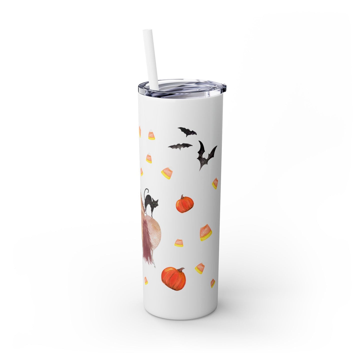 Adorable Little Witchy pony  Skinny Tumbler with Straw, 20oz