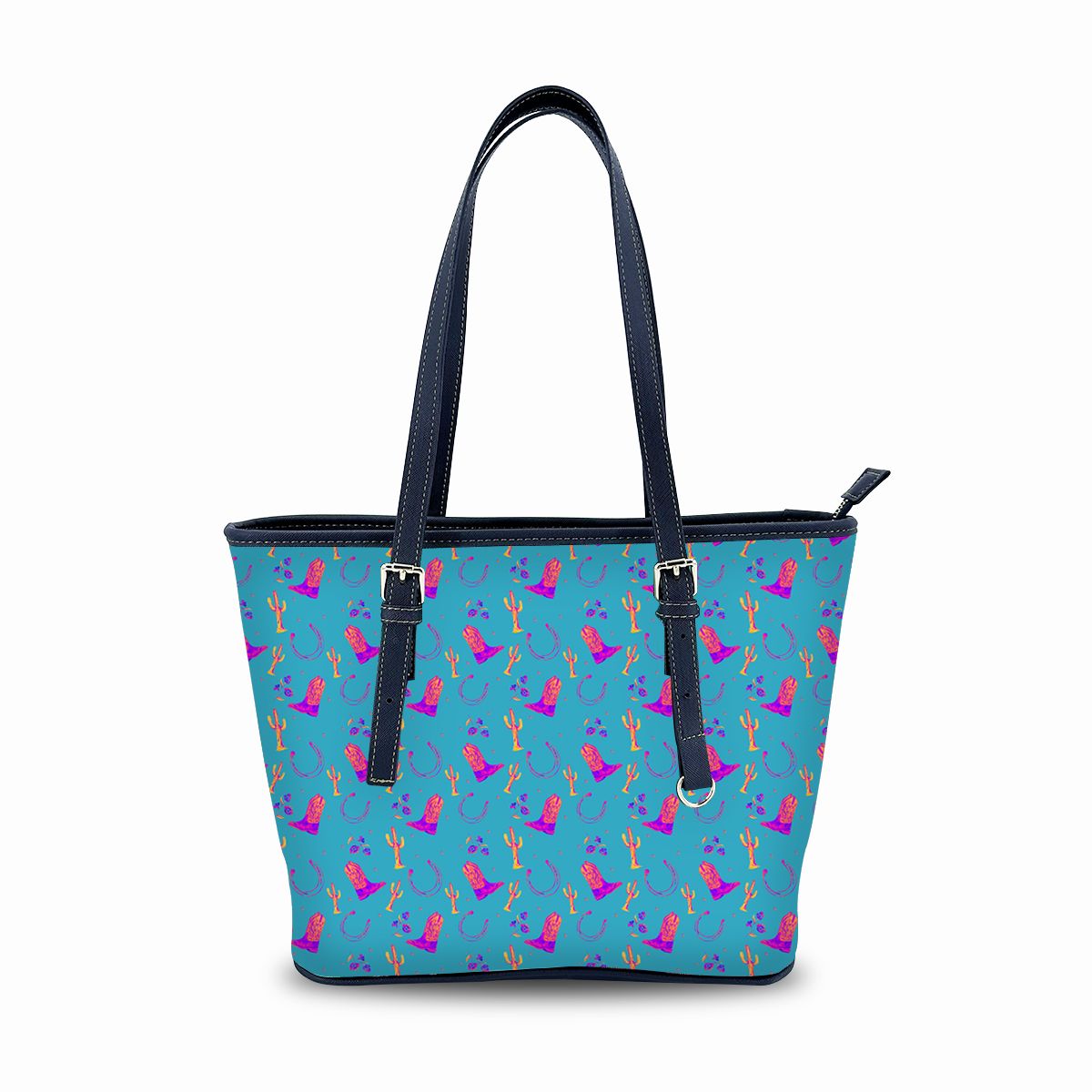 Lucky Boots in Teal Print Fashion Tote Bag