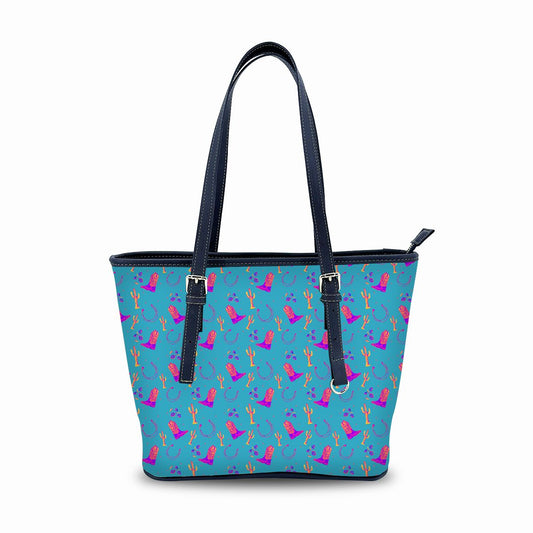 Lucky boots Teal Print Fashion Tote Bag