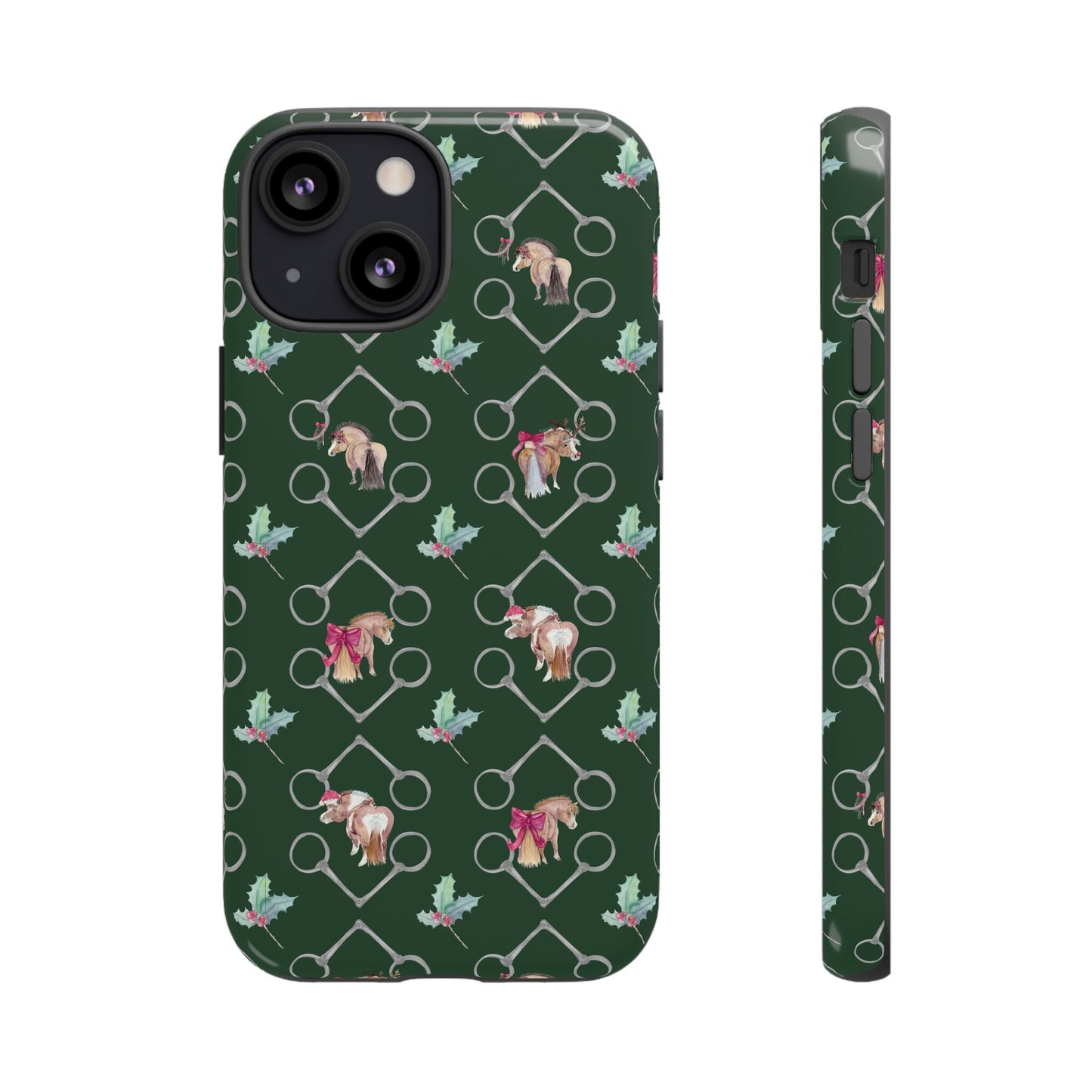 Adorable Little Ponies and Holly in Hunter Green Tough Phone Case