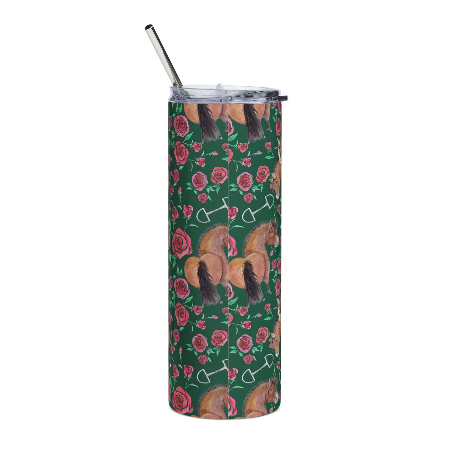 20oz Stainless Tumbler — Adorable Rose and Rico - Green