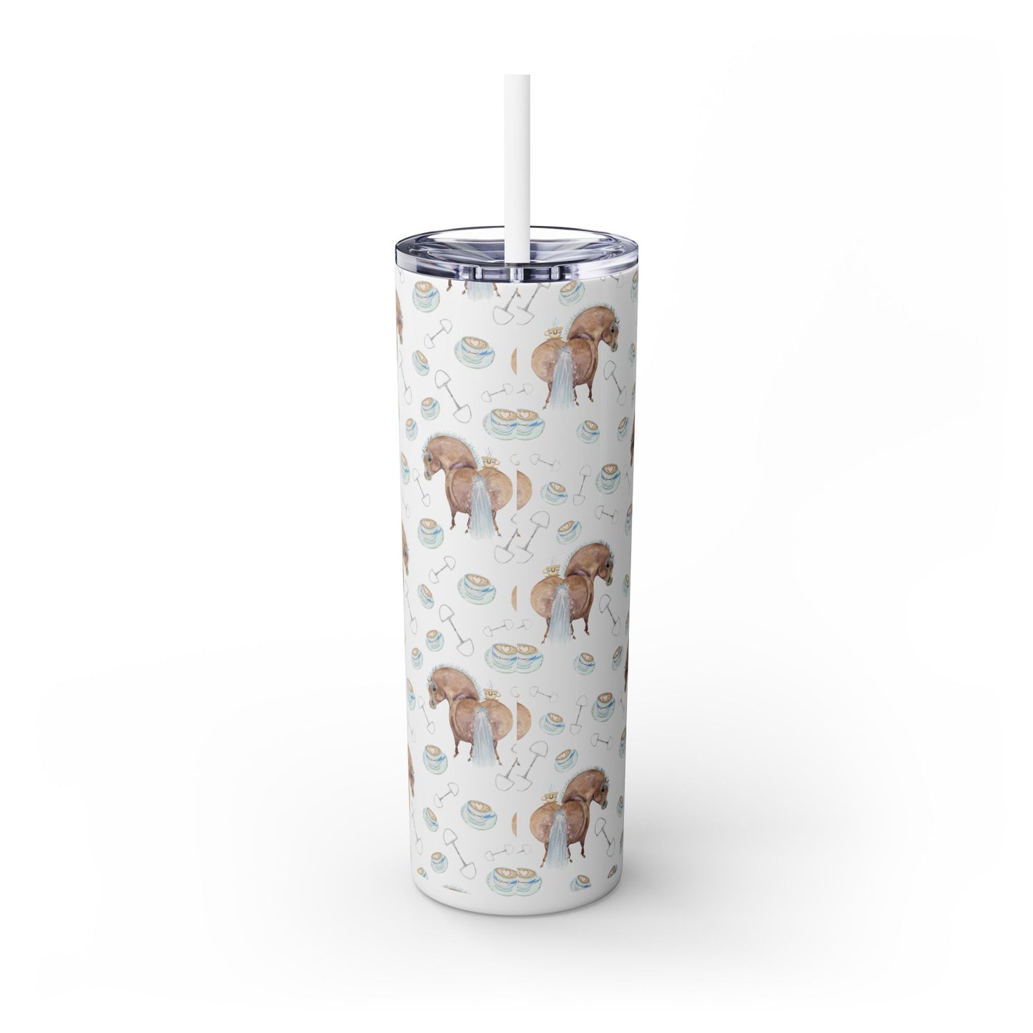 Adorable Pony Cup of Love - Skinny Tumbler with Straw, 20oz