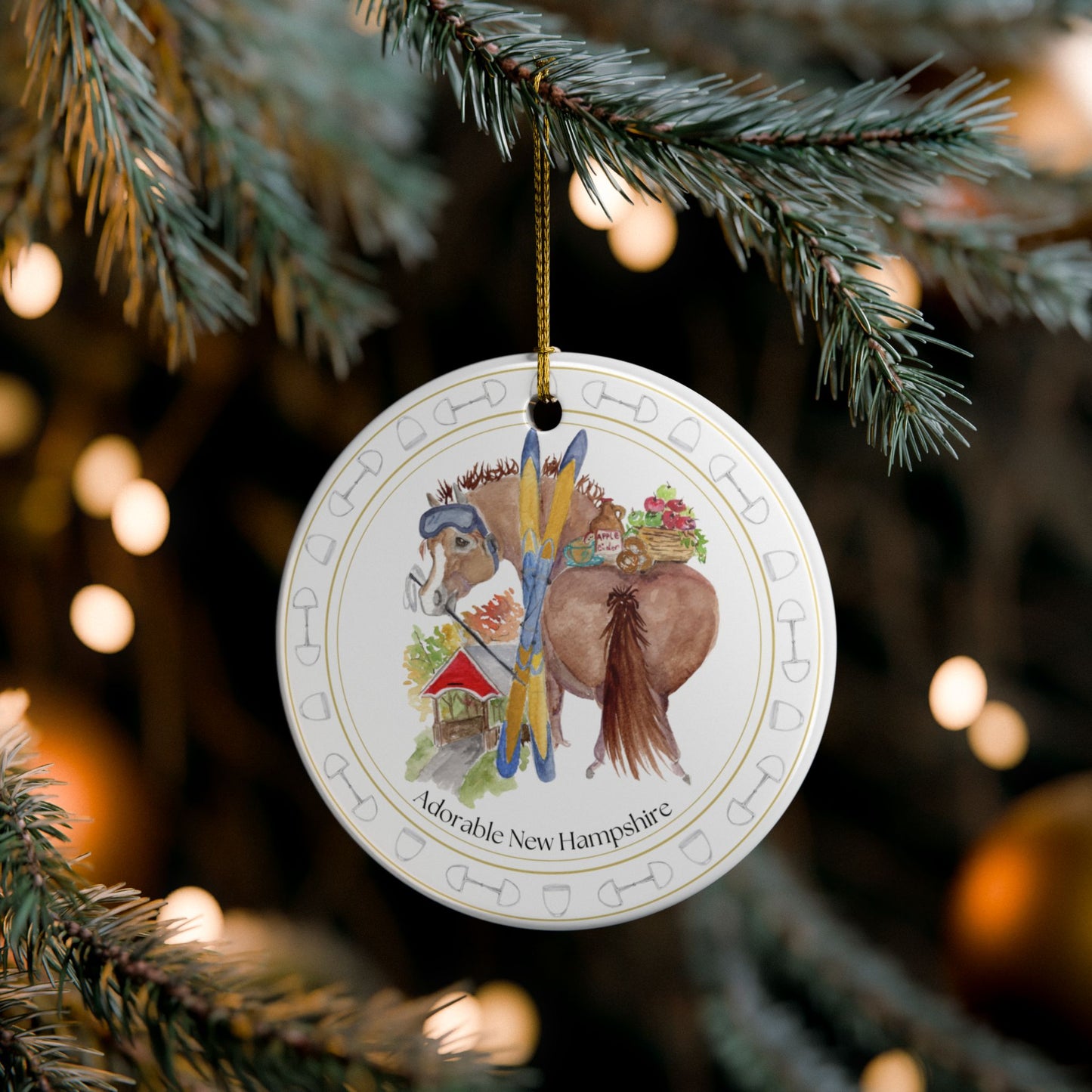 Adorable New Hampshire Ceramic Ornaments, Custom Holiday Decor, 2-Sided Christmas Ornament, Unique Gift, Home Decoration, Keepsake