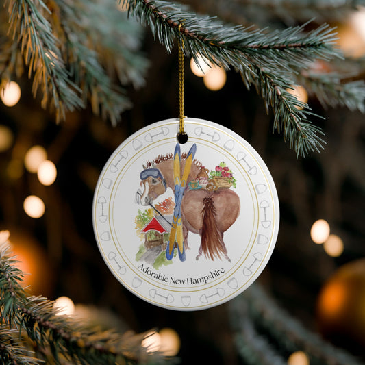 Adorable New Hampshire Ceramic Ornaments, Custom Holiday Decor, 2-Sided Christmas Ornament, Unique Gift, Home Decoration, Keepsake