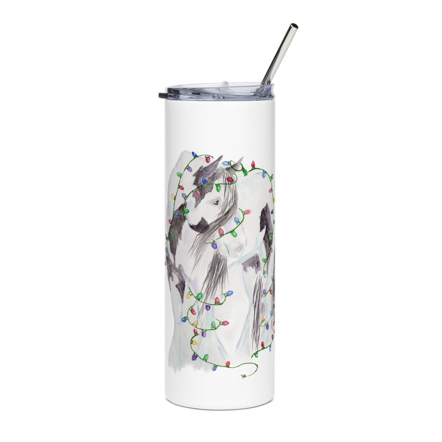 Gypsy Vanner Christmas Lights Tumbler Stainless Steel Tumbler (20 oz)