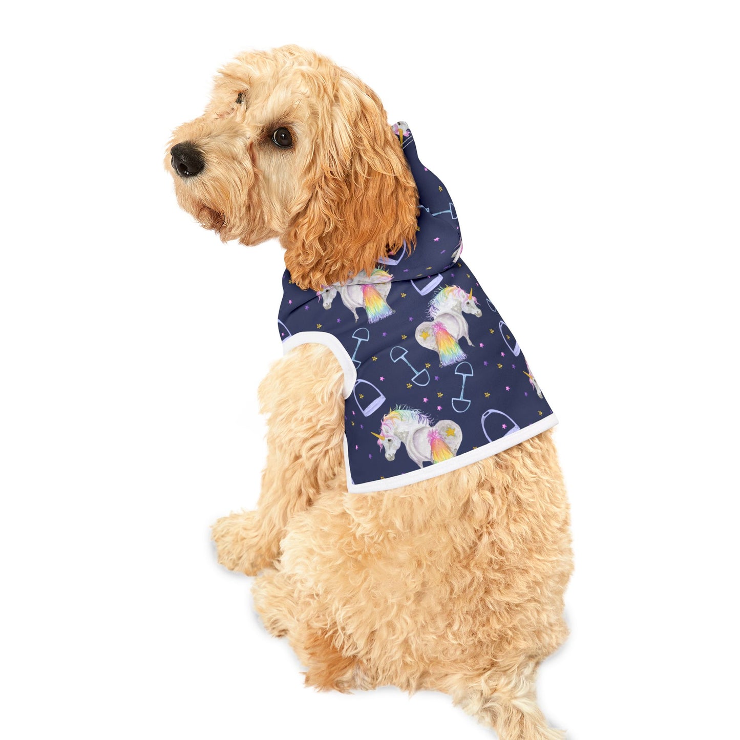 Adorable pony Unicorn print - Navy Pet Hoodie