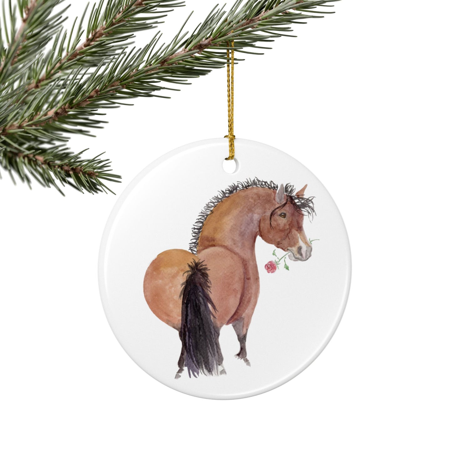 Adorable Rose Ceramic Ornaments, Custom Holiday Decor, 2-Sided Christmas Ornament, Unique Gift, Home Decoration, Keepsake